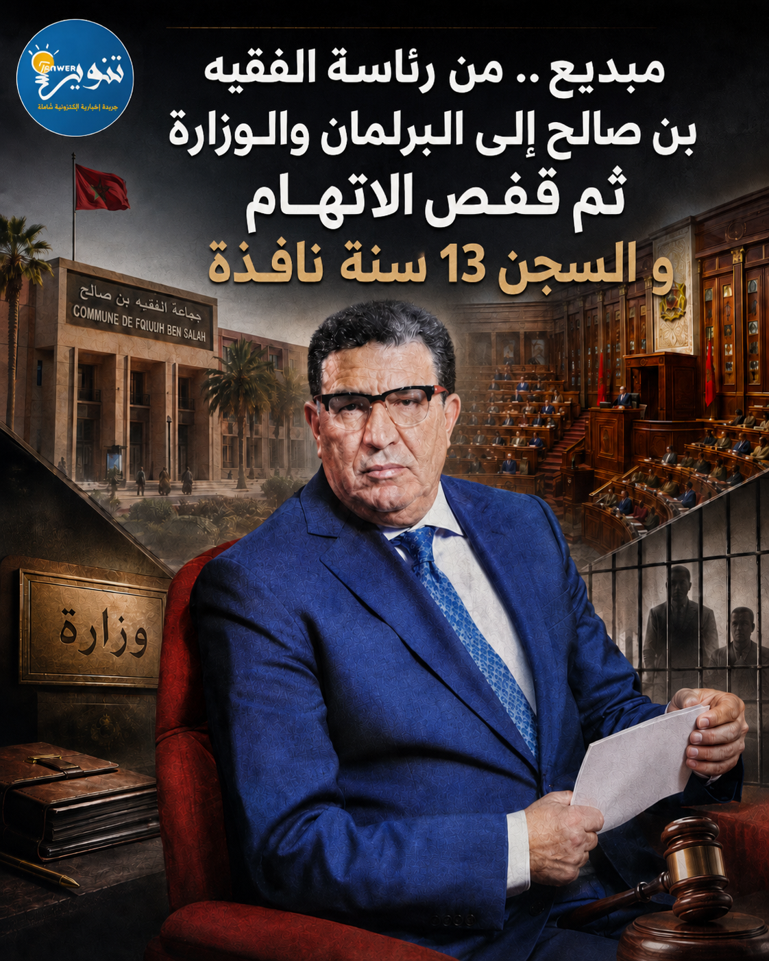 مبديع.. من رئاسة الفقيه بن صالح إلى البرلمان والوزارة ثم قفص الاتهام و السجن13 سنة نافذة .